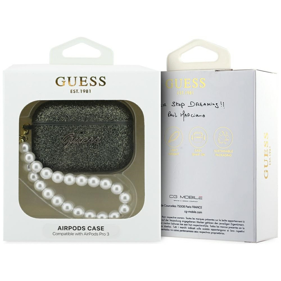 Zdjęcie do “Guess Glitter Pearl Strap khaki - etui AirPods Pro 3”.