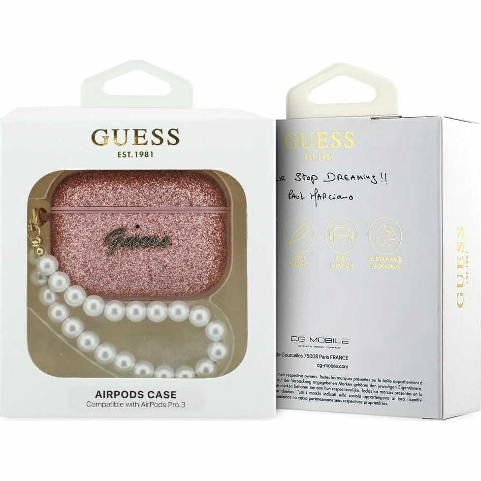 Zdjęcie do “Guess Glitter Pearl Strap różowy - etui AirPods Pro 3”.