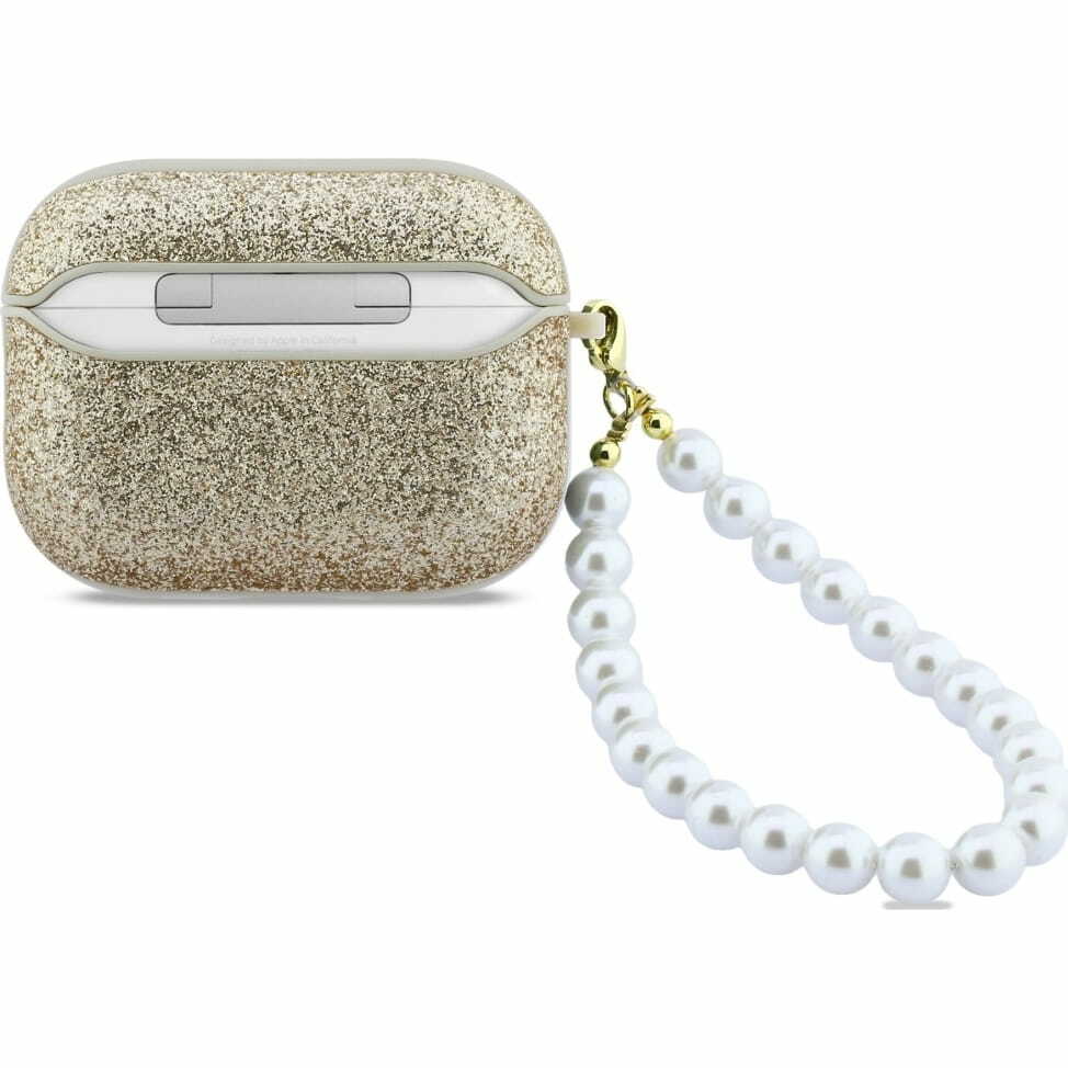 Zdjęcie do “Guess Glitter Pearl Strap złoty - etui AirPods Pro 3”.