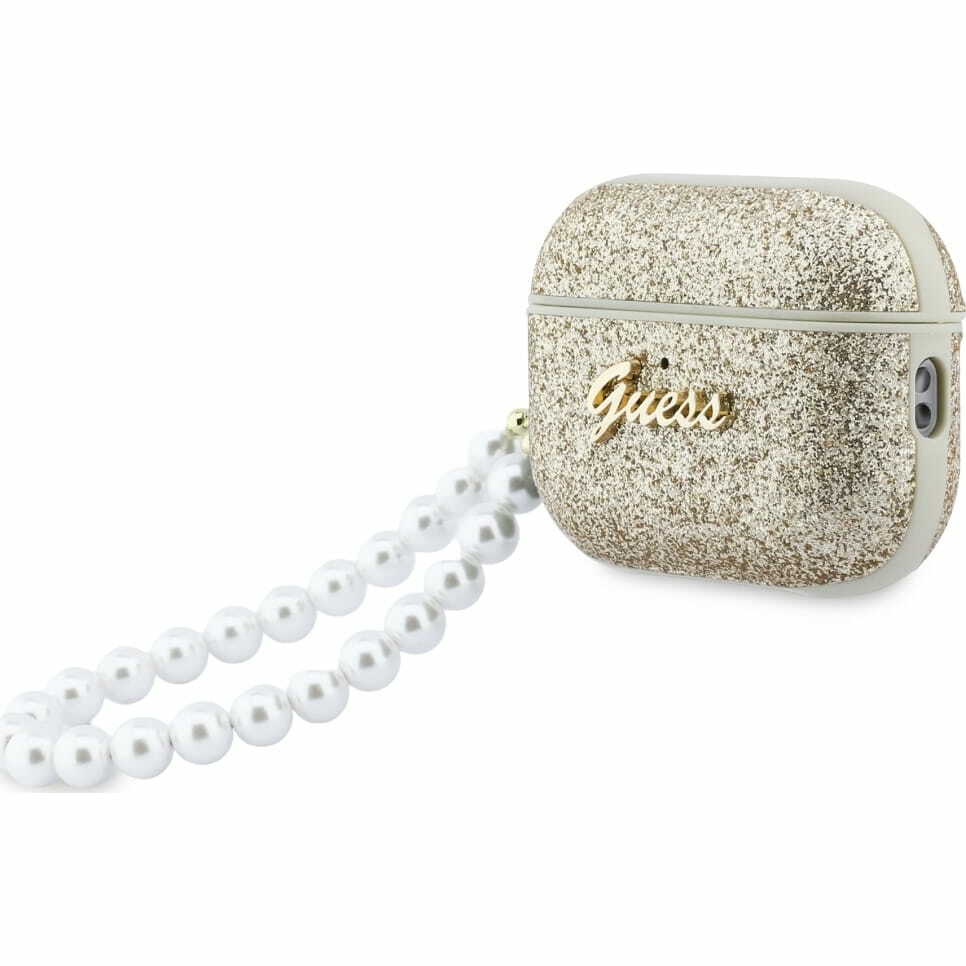 Zdjęcie do “Guess Glitter Pearl Strap złoty - etui AirPods Pro 3”.
