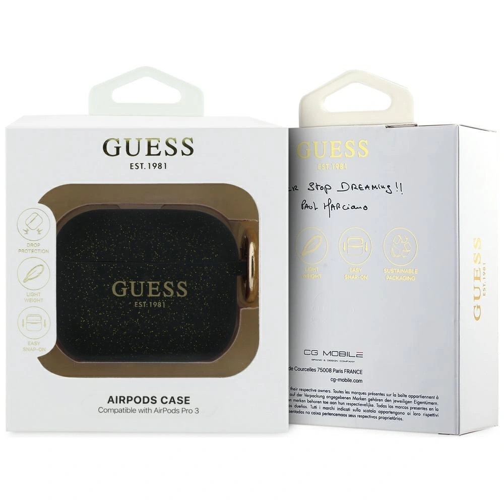 Zdjęcie do “Guess Silicone Glitter Ring czarny - etui AirPods Pro 3”.