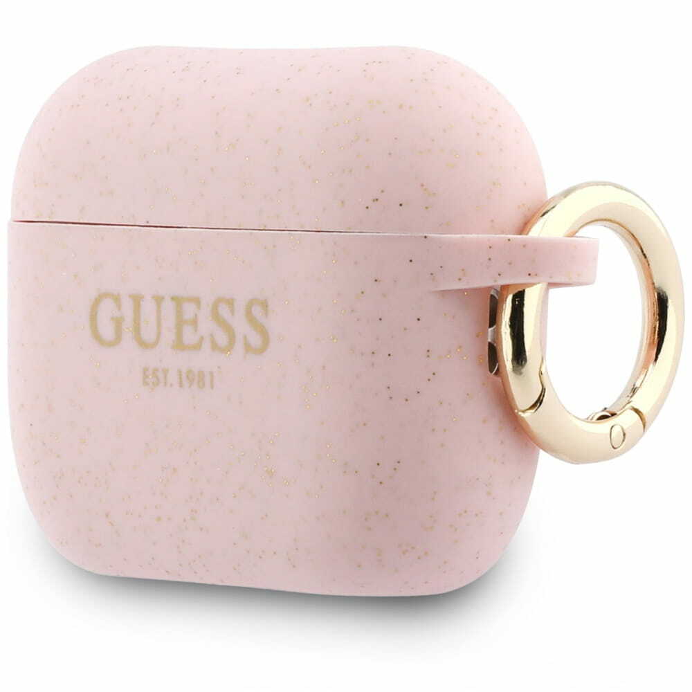 Zdjęcie do “Guess Silicone Glitter Ring różowy - etui AirPods Pro 3”.