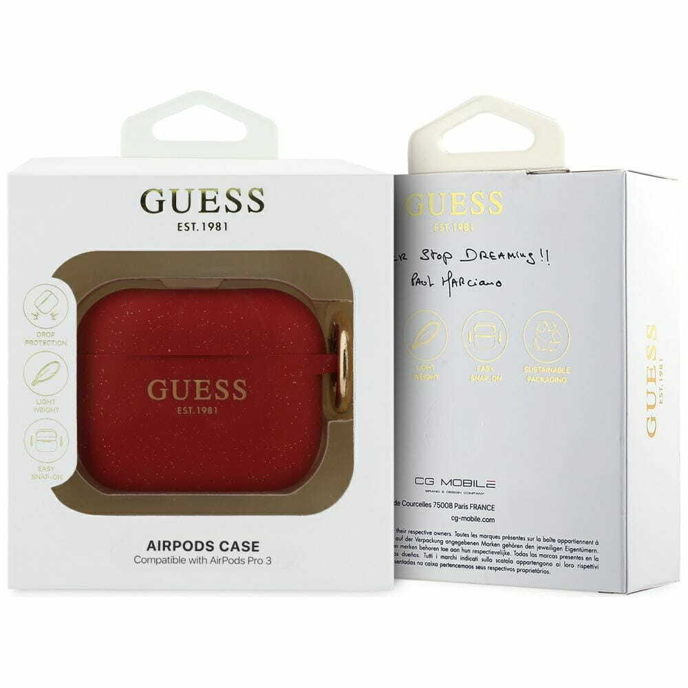 Zdjęcie do “Guess Silicone Glitter Ring fuksja - etui AirPods Pro 3”.