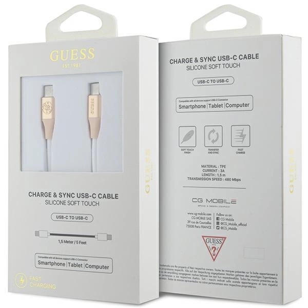 Zdjęcie do “Guess Fast Charging Ebossed Logo 1,5m złoty - kabel USB-C”.