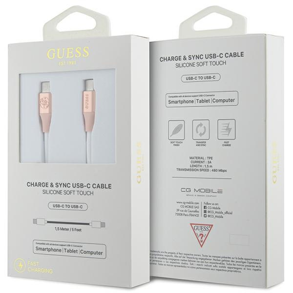 Zdjęcie do “Guess Fast Charging Ebossed Logo 1,5m różowy - kabel USB-C”.