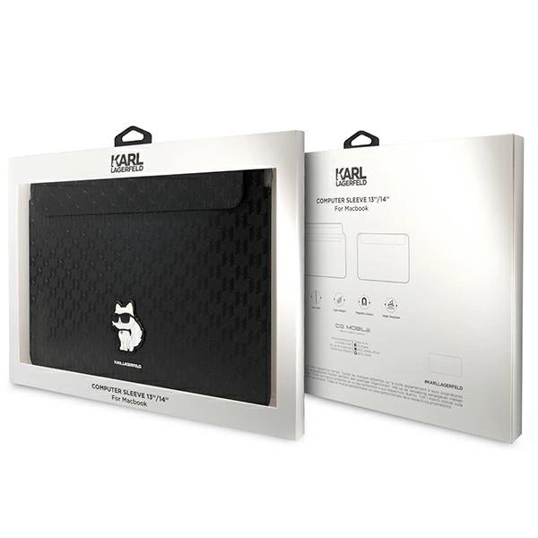Zdjęcie do “Karl Lagerfeld laptop Sleeve Saffiano Monogram Choupette czarny - pokrowiec Macbook 14"”.