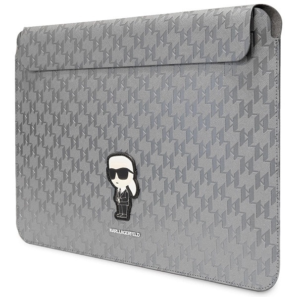 Zdjęcie do “Karl Lagerfeld laptop Sleeve Saffiano Monogram Ikonik srebrny - pokrowiec Macbook 14"”.