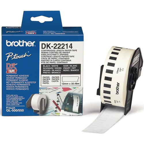 Brother etykieta papierowa, ciągła, biała, 12 mm DK22214 do drukarek QL
