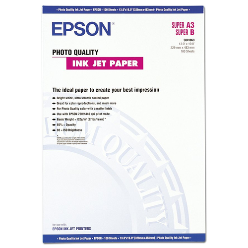 Epson Photo Quality Ink Jet; A3+102g, 100 ark.