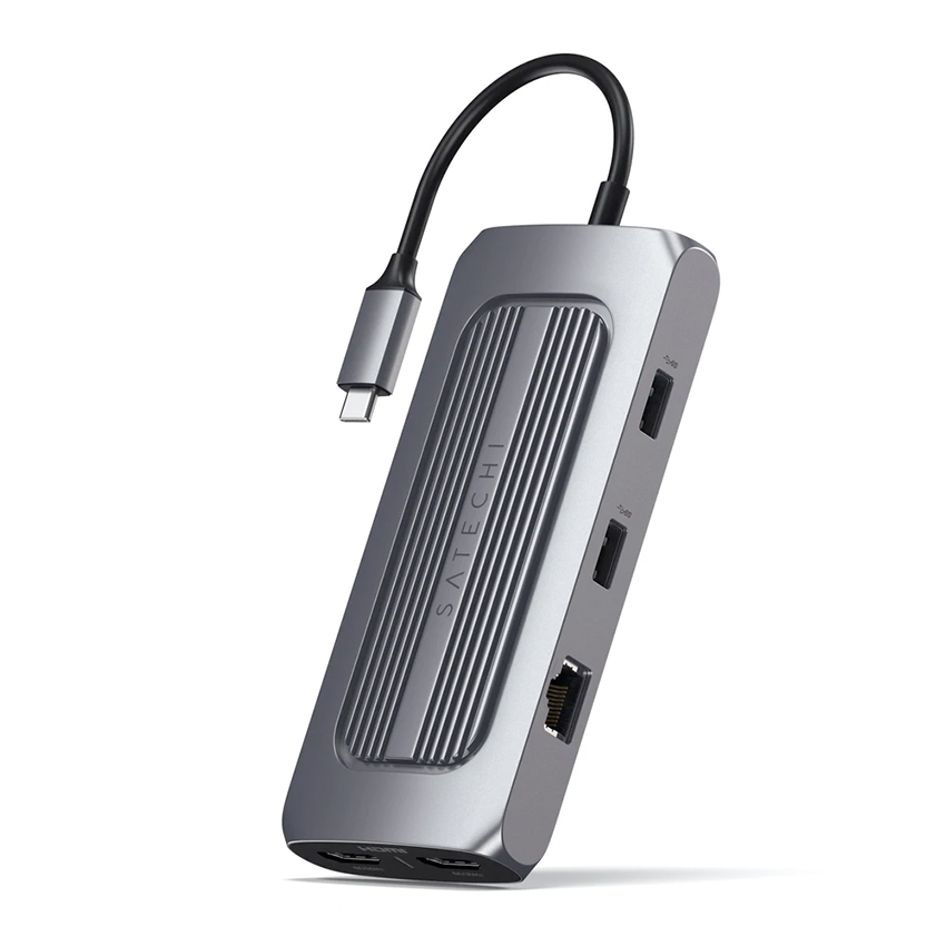 Satechi USB-C Multiport MX Adapter hub 2xHDMI/Gigabit Ethernet/2xUSB-C/2xUSB-A/micro/SD/jack (gwiezdna szarość)