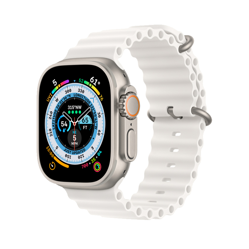 Apple Watch Ultra 49 mm GPS + Cellular tytan z paskiem Ocean w kolorze białym