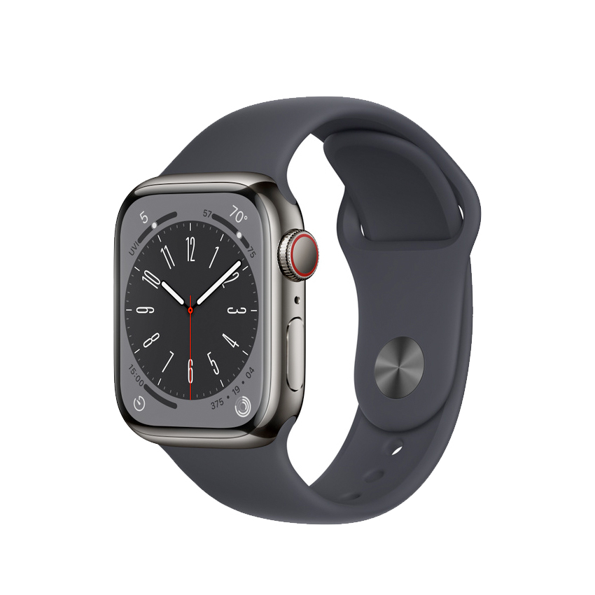 Apple Watch Series 8 41mm GPS + Cellular stal nierdzewna w kolorze mocnego grafitu z paskiem sportowym w kolorze północy