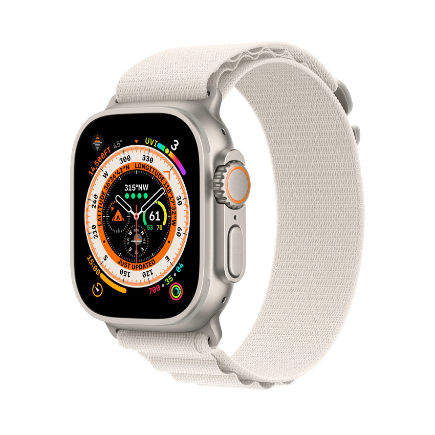 Apple Watch Ultra 49 mm GPS + Cellular tytan z opaską Alpine w kolorze księżycowej poświaty - Small