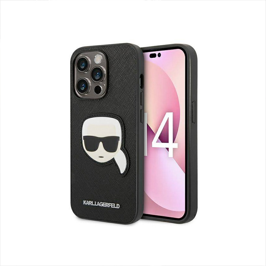 Zdjęcie do “Karl Lagerfeld Saffiano Karl Head Patch Case Black - etui iPhone 14 Pro Max”.