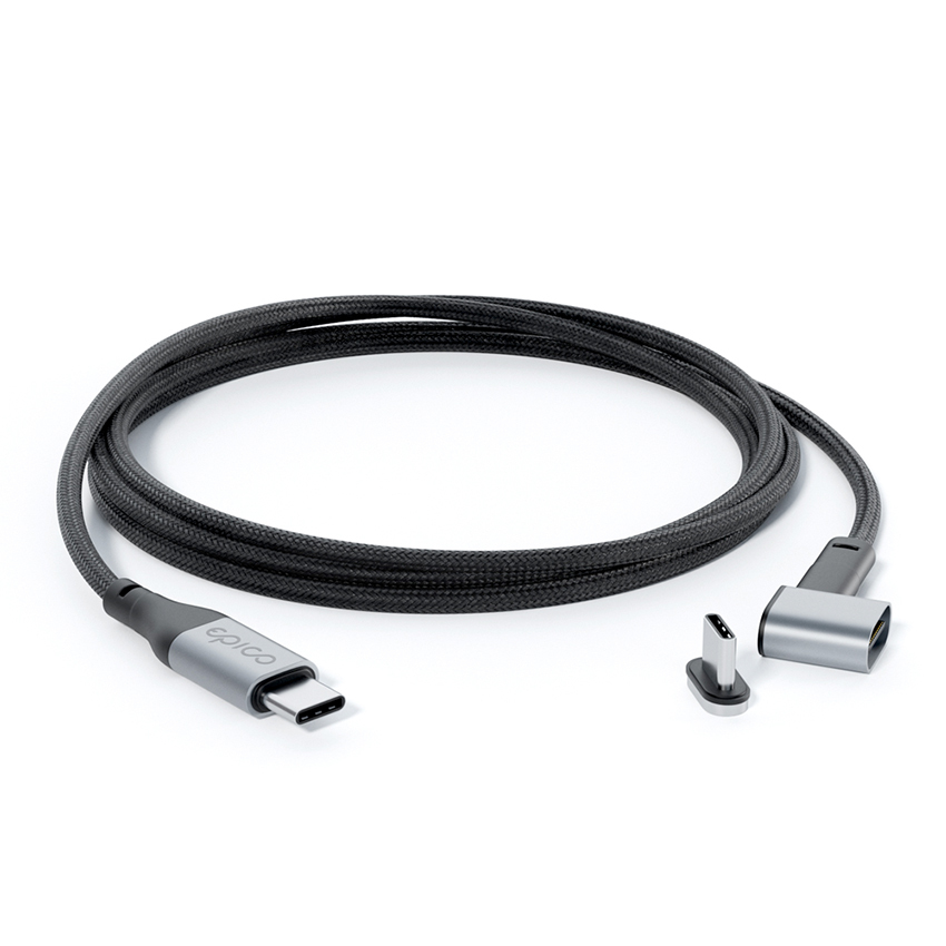 Epico Magnetic Braided USB-C 2m kabel USB-C/USB-C z magnetyczną końcówką (gwiezdna szarość)