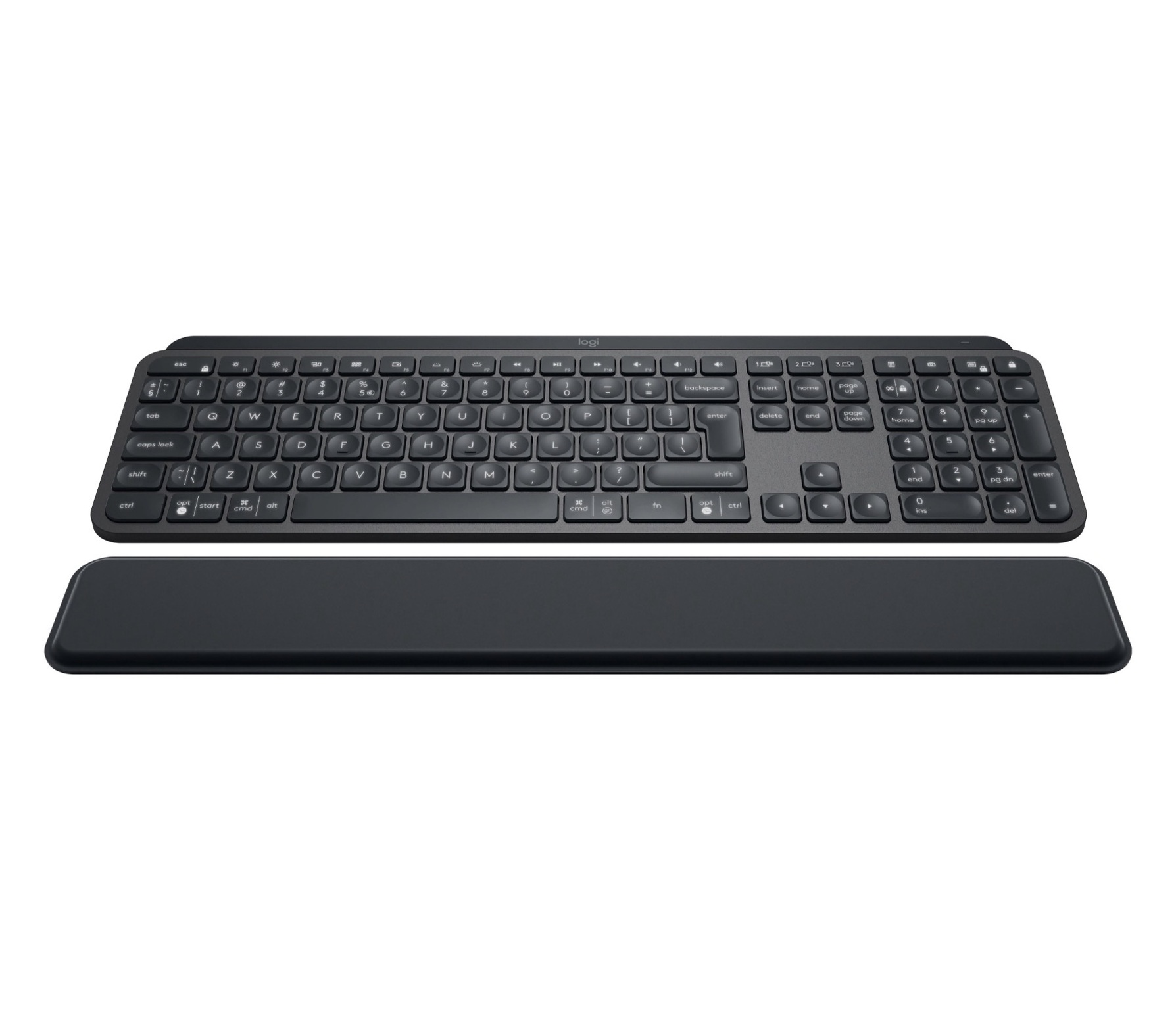 Zdjęcie do “Logitech MX Keys Plus Advanced Wireless Illuminated Keyboard with Palm Rest Graphite - klawiatura”.