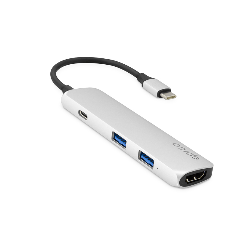 Epico Mini Usb-C Hub przejściówka USB-C (srebrny)