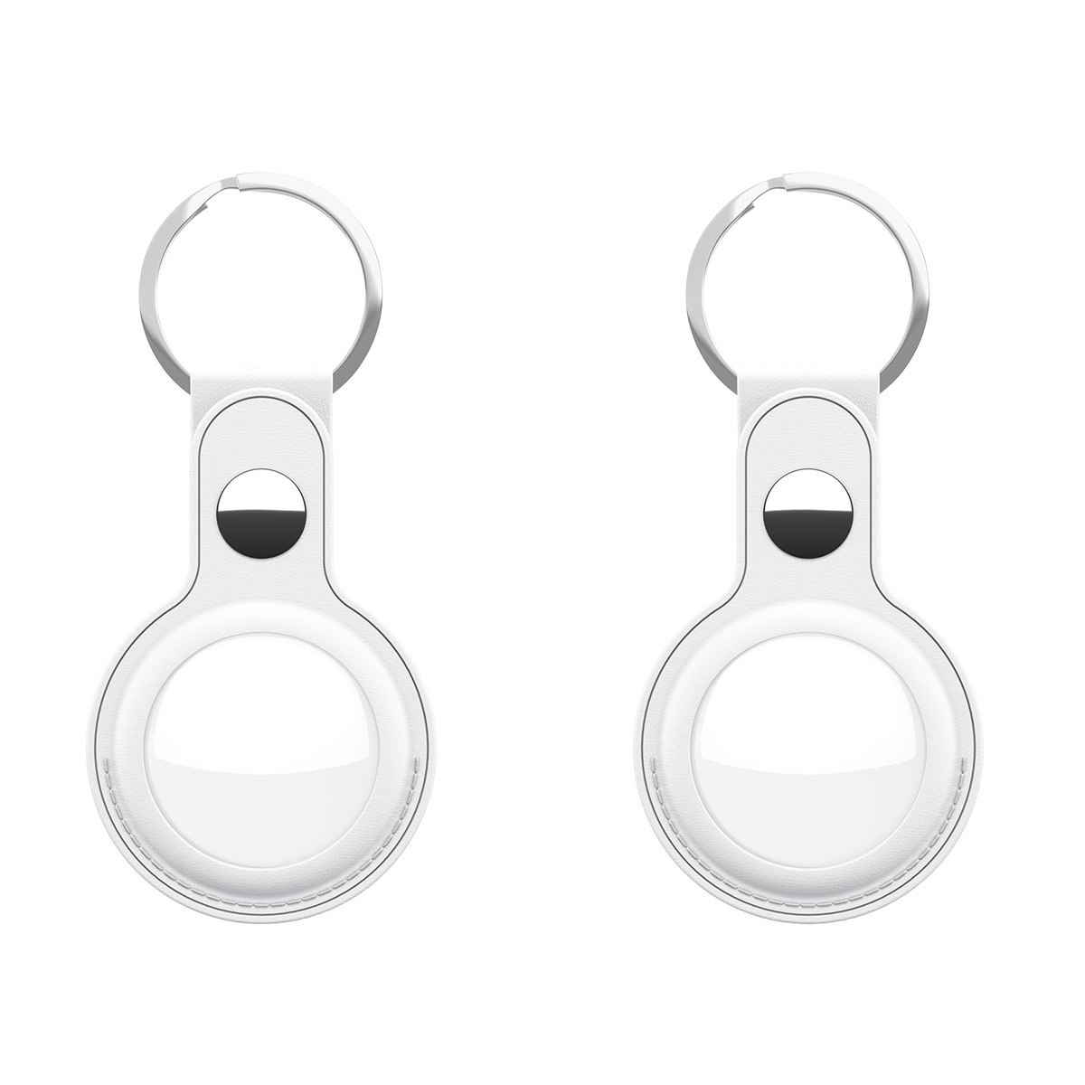 Zdjęcie do “KeyBudz AirTag Keyring White - skórzane etui ochronne do AirTag 2-pak”.