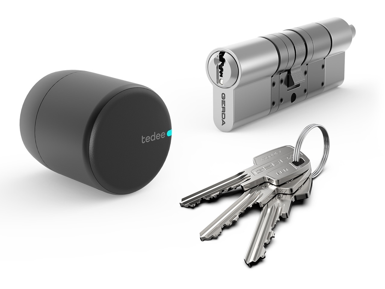 Zdjęcie do “tedee powered by GERDA set HK Grafitowy z voucherem na wkładkę GERDA - inteligentny zamek”.
