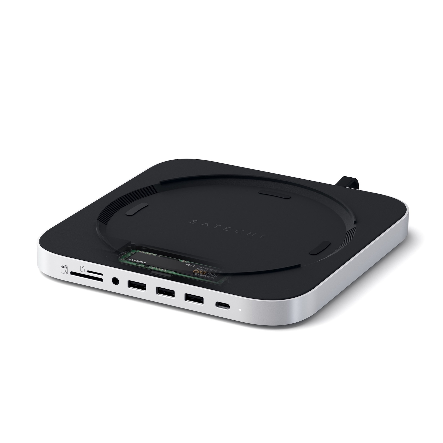 Satechi hub i stojak dla Mac Mini USB-C/3xUSB-A/Micro/SD/jack 3,5mm (srebrny)