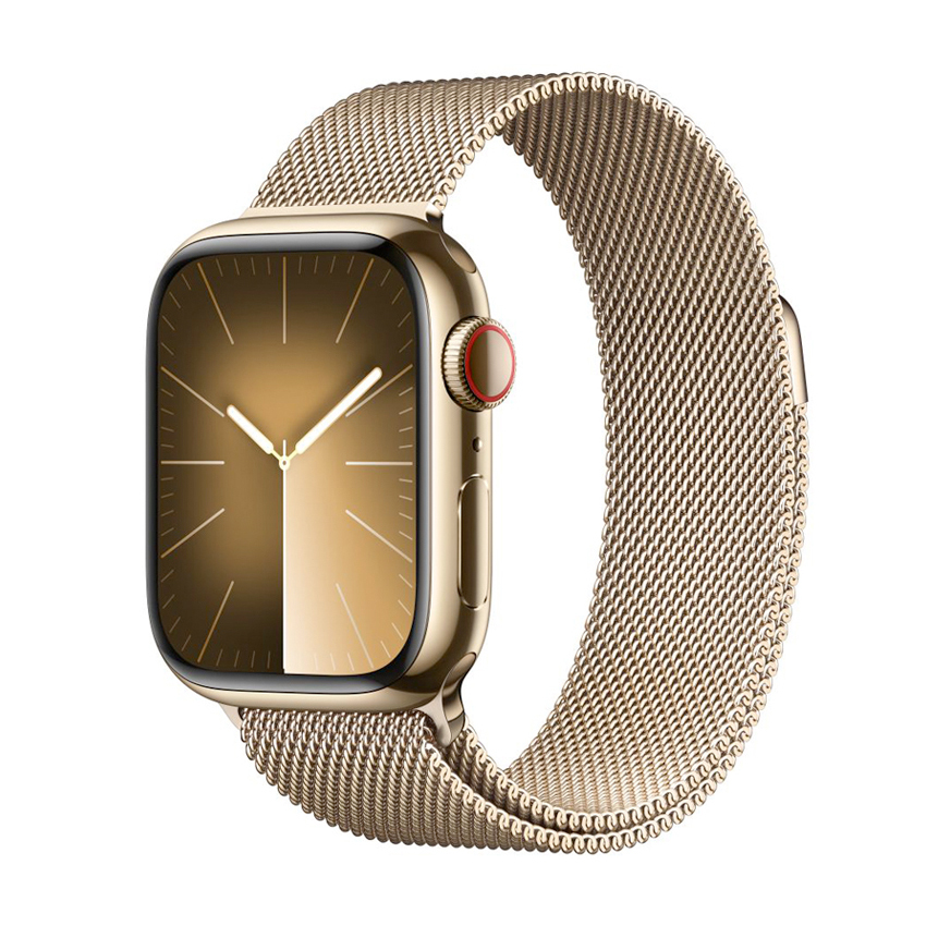 Apple Watch Series 9 45mm GPS + Cellular stal nierdzewna w kolorze złotym z bransoletą mediolańską w kolorze złotym