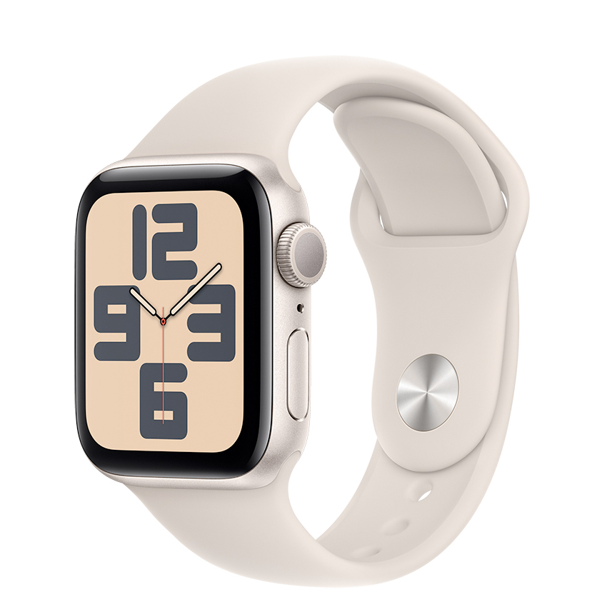 Apple Watch SE 40mm GPS aluminium w kolorze księżycowej poświaty z paskiem sportowym w kolorze księżycowej poświaty - M/L
