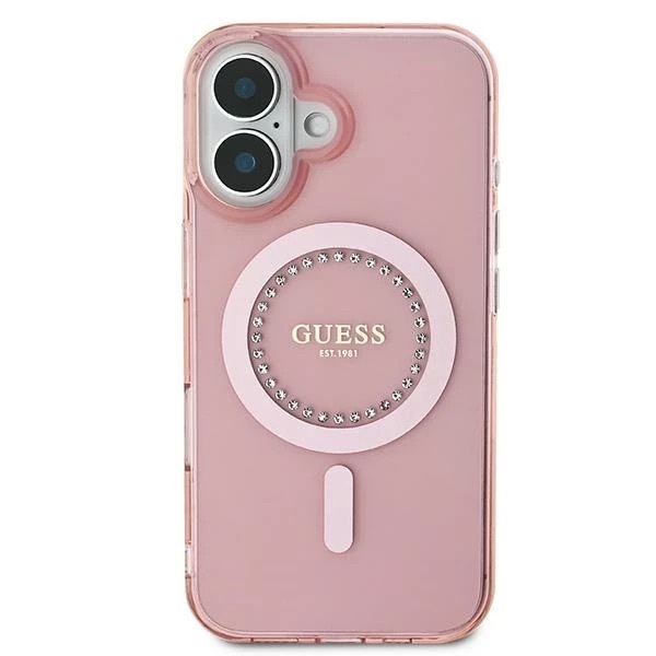 Zdjęcie do “Guess IML Rhinestones MagSafe Różowy - etui iPhone 16 Plus”.