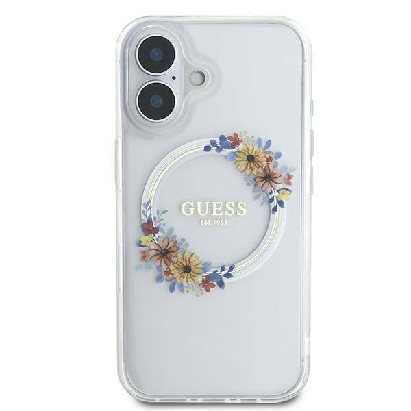 Zdjęcie do “Guess IML Flowers Wreath MS przeźroczysty - etui iPhone 16 Plus”.