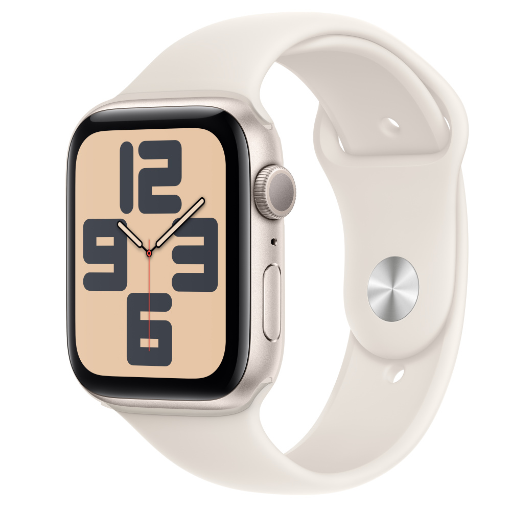 Zdjęcie do “Apple Watch SE GPS 44mm Starlight Aluminium Case with Starlight Sport Band - S/M”.