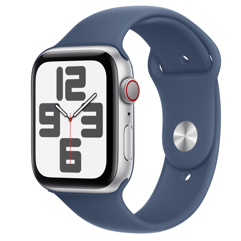 Zdjęcie do “Apple Watch SE GPS + Cellular 44mm Silver Aluminium Case with Denim Sport Band - M/L”.