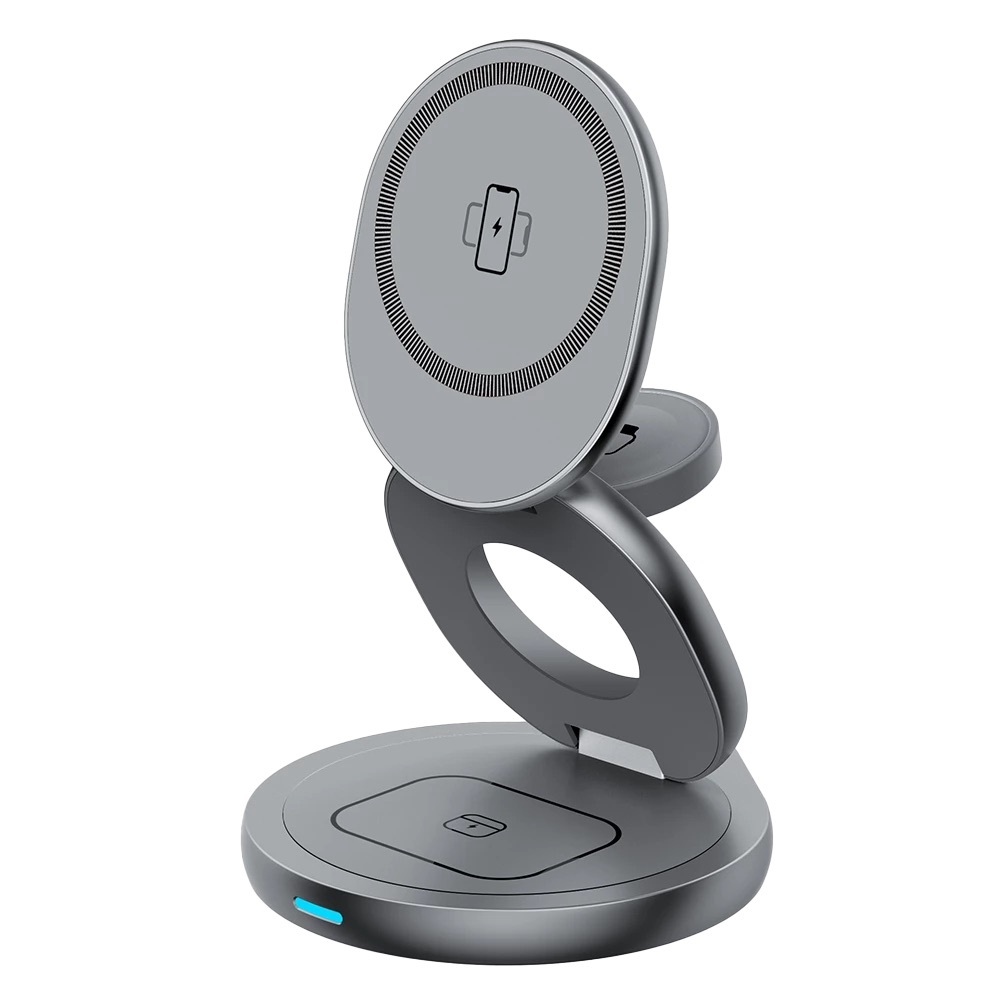 Zdjęcie do “B.On 3-in-1 Magnetic Wireless Charger Magsafe Szary - ładowarka indukcyjna”.