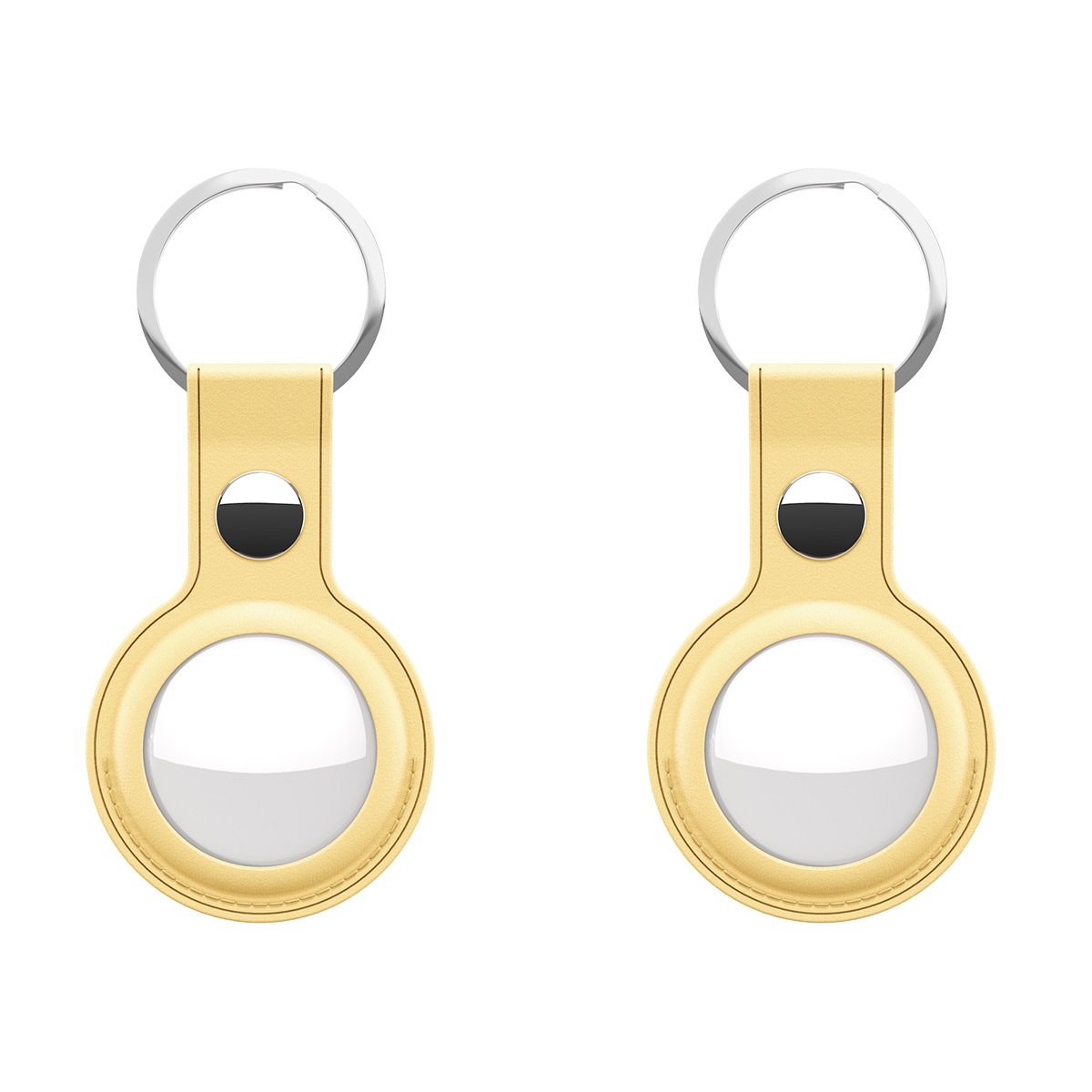 Zdjęcie do “KeyBudz AirTag Keyring Pastel Yellow - skórzane etui ochronne do AirTag 2-pak”.