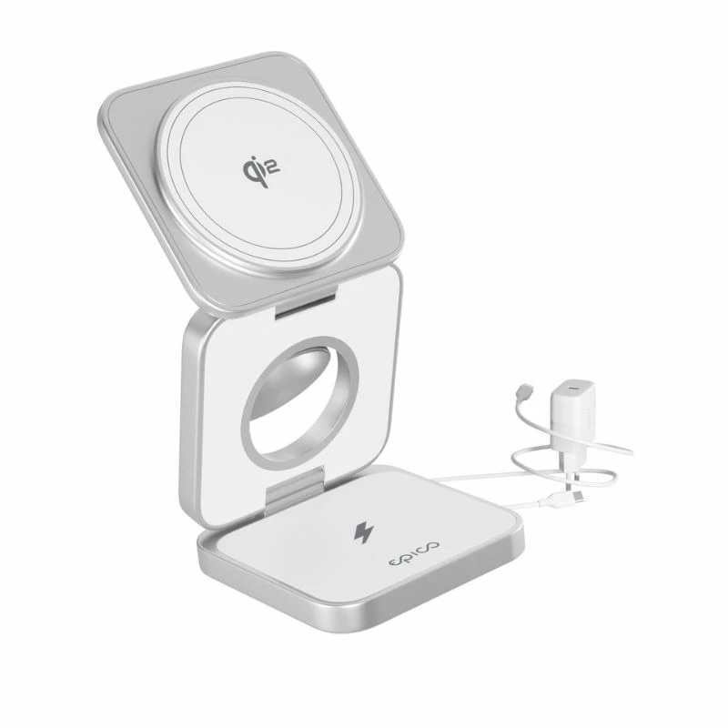 Zdjęcie do “Epico UltraBase EF55 3in1 Foldable Wireless Charging Stand biały - ładowarka bezprzewodowa”.