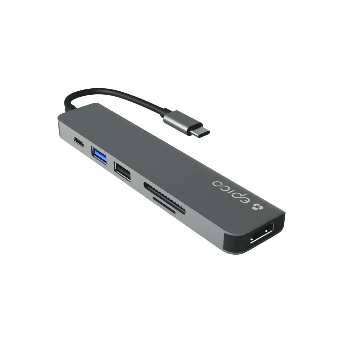 Zdjęcie do “Epico Resolve 8K Aluminium Hub 6in1 - przejściówka USB-C”.