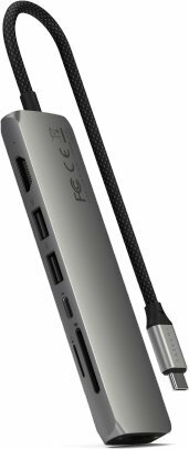 Zdjęcie do “Satechi 7-in-1 USB-C Slim Multiport Adapter with Ethernet Gwiezdna Szarość - przejściówka USB-C”.