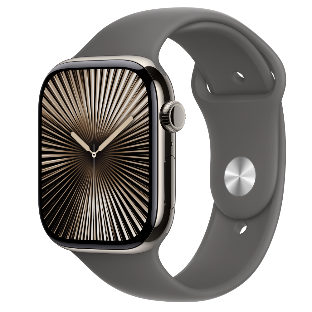 Zdjęcie do “Apple Watch Series 10 GPS + Cellular 46mm Natural Titanium Case with Stone Grey Sport Band - S/M - Produkt otwarty”.