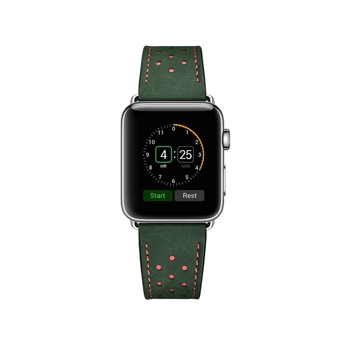 Zdjęcie do “JINYA Vogue Leather Band Green/Orange Dot 38/40mm - pasek dla Apple Watch”.