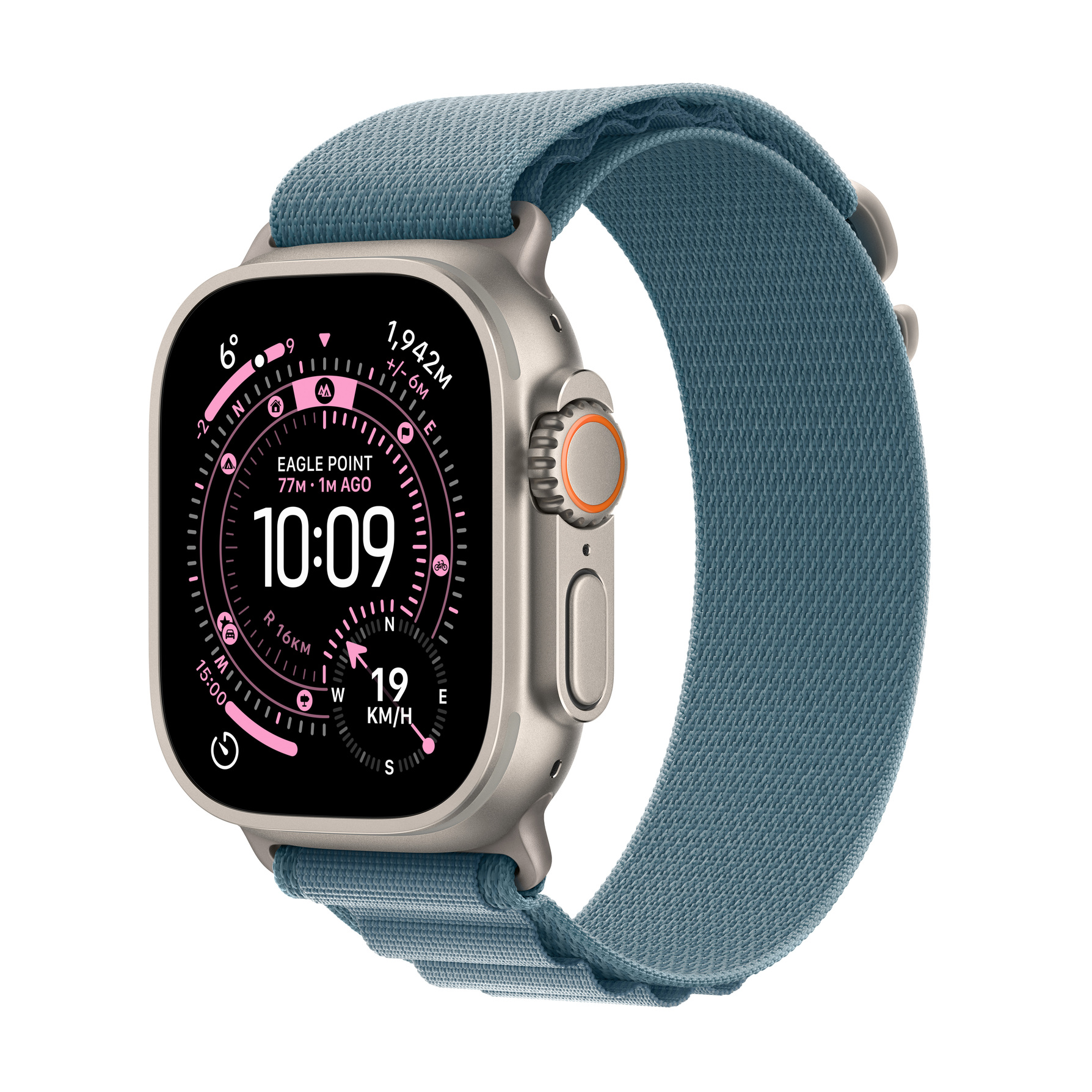 Zdjęcie do “Apple Watch Ultra 3 GPS + Cellular 49mm Natural Titanium Case with Light Blue Alpine Loop - Medium”.