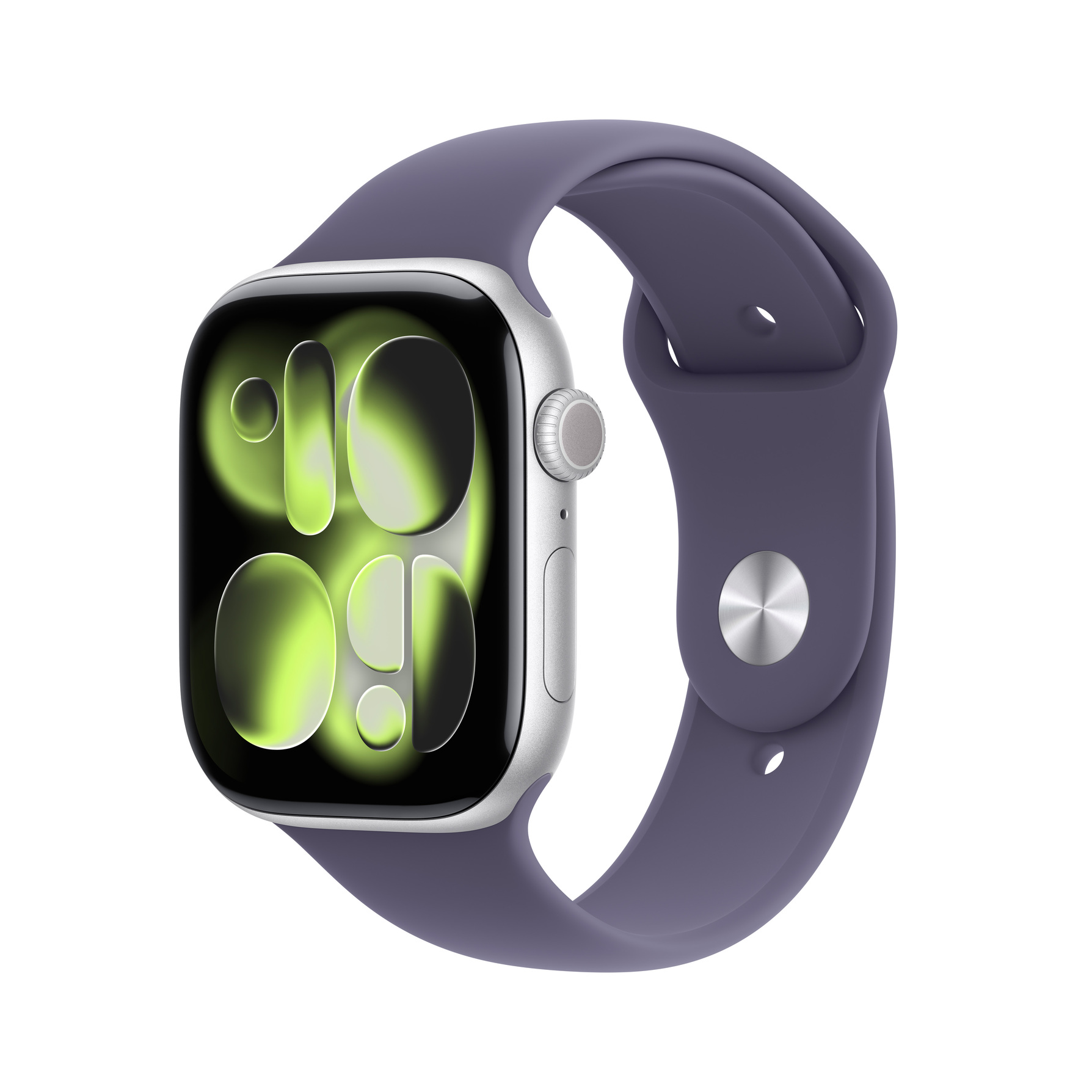 Zdjęcie do “Apple Watch Series 11 GPS 46mm Silver Aluminium Case with Purple Fog Sport Band - M/L”.
