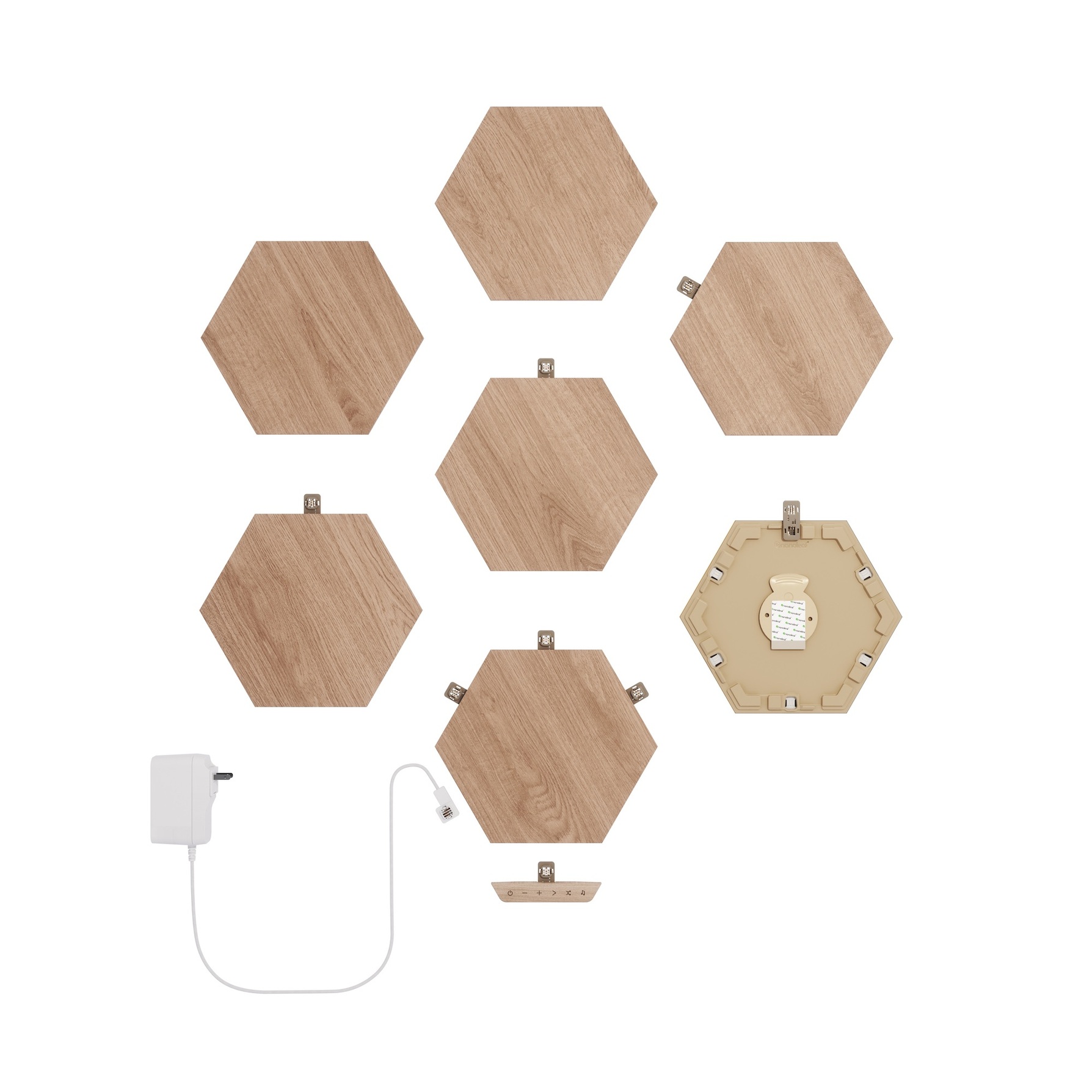 Zdjęcie do “Nanoleaf Elements Hexagons Starter Kit - panele świetlne (7 paneli świetlnych, w tym kontroler)”.