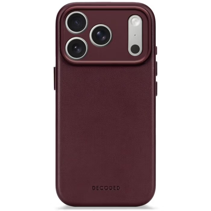 Zdjęcie do “DECODED Leather MagSafe burgundowy - etui iPhone 17 Pro”.