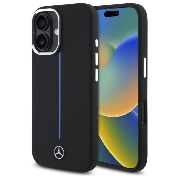 Zdjęcie do “Mercedes Blue Stripe MS czarny - etui iPhone 16”.