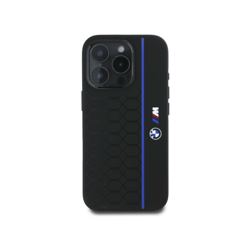 Zdjęcie do “BMW Silicone Hexagon Blue MS czarny - etui iPhone 16 Pro Max”.