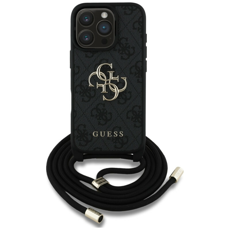 Zdjęcie do “Guess 4G Big Logo Cord Stap Crossbody czarny - etui iPhone 16 Pro”.