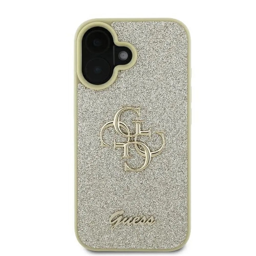 Zdjęcie do “Guess Fixed Glitter Big 4G złoty - etui iPhone 16”.