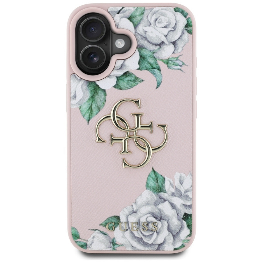 Zdjęcie do “Guess Grained Roses Big 4G logo różowy - etui iPhone 16”.