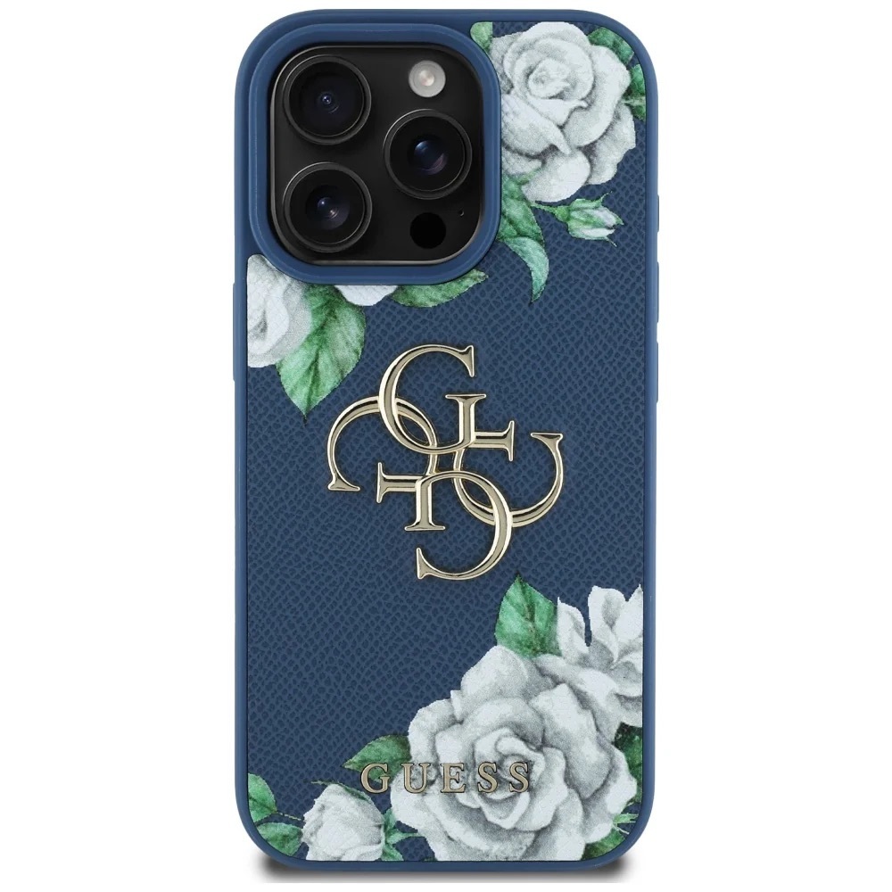 Zdjęcie do “Guess Grained Roses Big 4G logo niebieski - etui iPhone 16 Pro Max”.