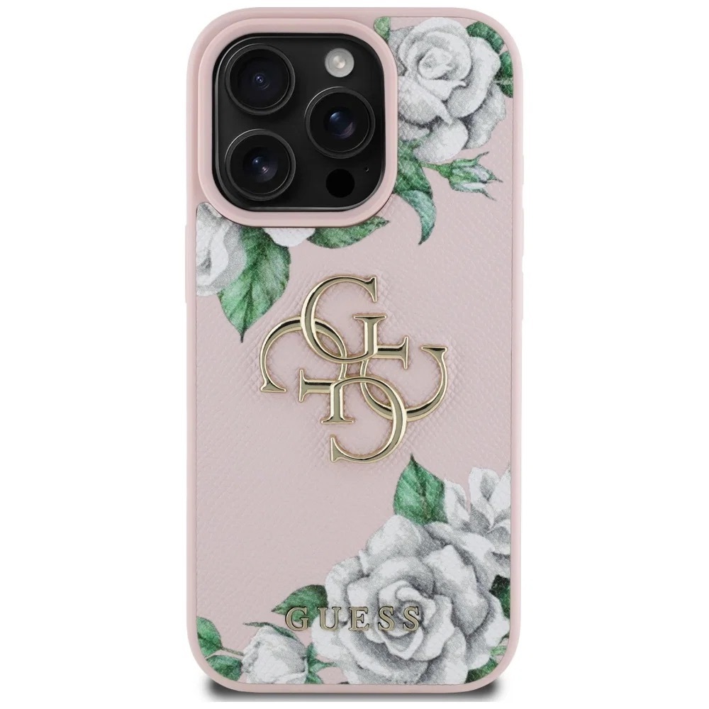 Zdjęcie do “Guess Grained Roses Big 4G logo różowy - etui iPhone 16 Pro Max”.