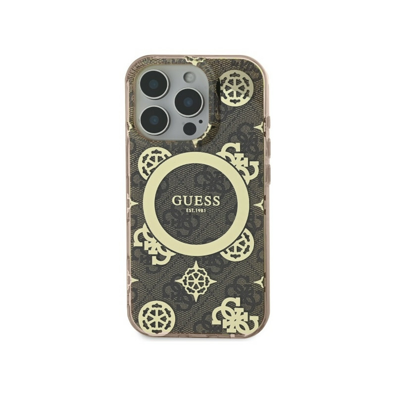 Zdjęcie do “Guess IML Peony On 4G Background MS brązowy - etui iPhone 16 Pro”.