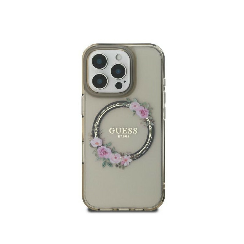 Zdjęcie do “Guess IML Flowers Wreath MS czarny - etui iPhone 16 Pro”.
